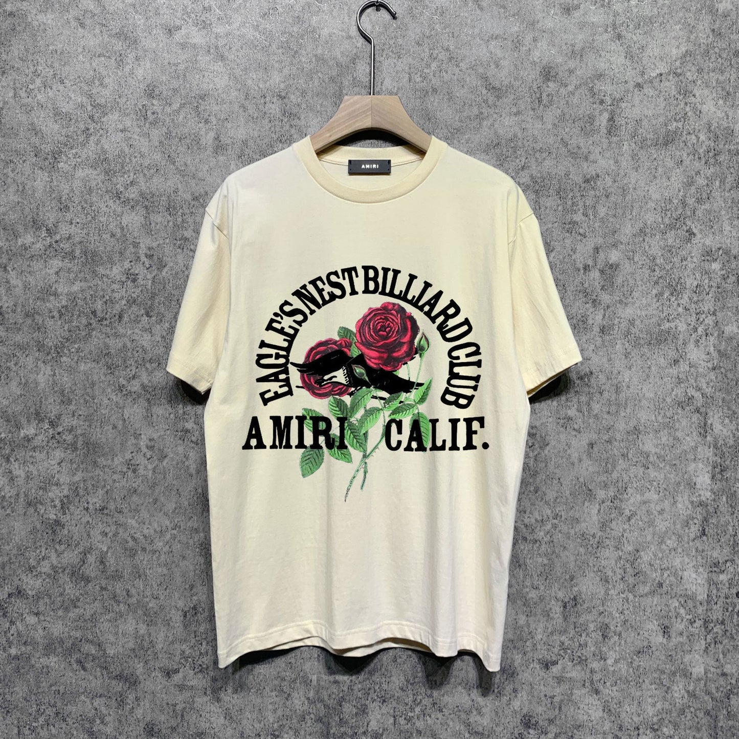 Amiri t shirts rose printing short sleeve