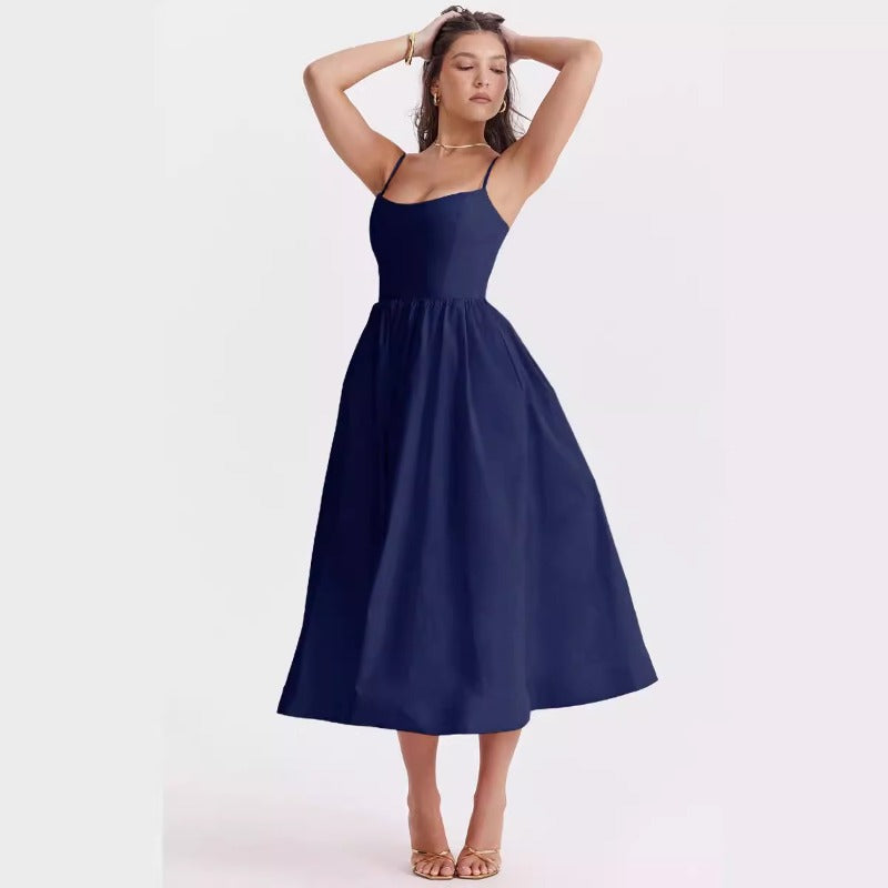 Women's dress - export quality, amazon style, long summer dress, cross-border sexy backless cami, gentle style dress for women