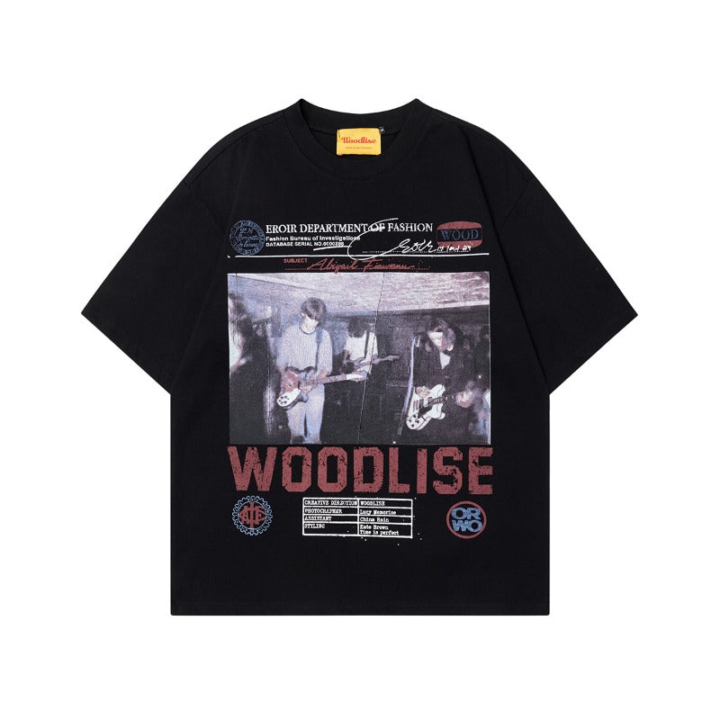 Men's t-shirts: wt american street style summer couple trendy high-end band graphic design men's loose fit short sleeve t-shirt