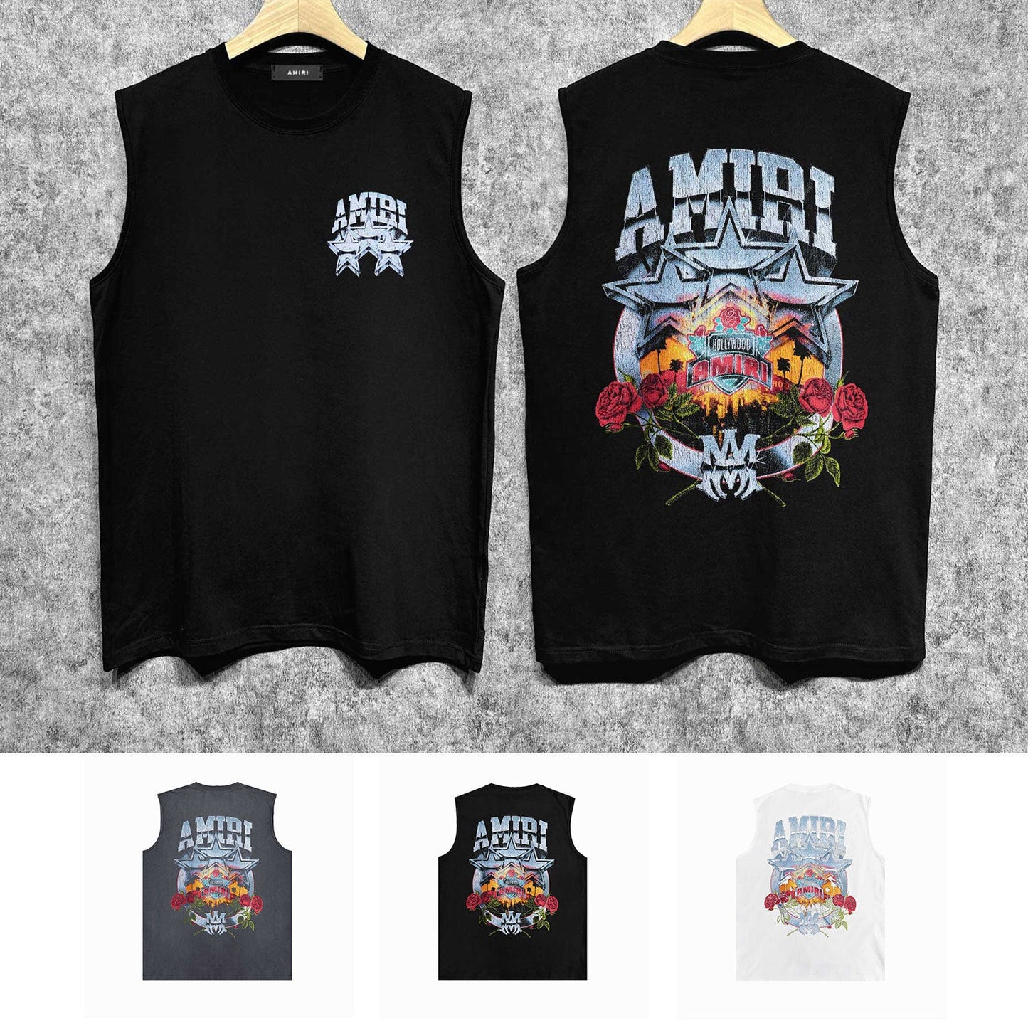 Amiri tank top five-star rose print