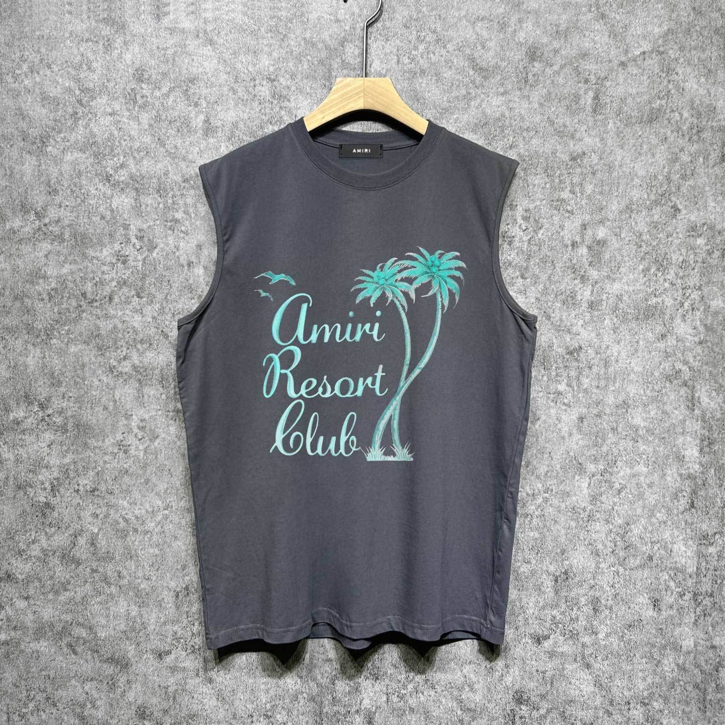 Amiri tank top coconut tree bird printing