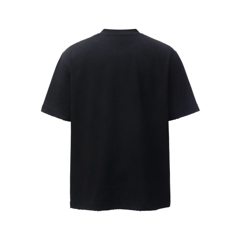 Men's t-shirts: american retro heavyweight double yarn high-quality letter patch embroidery design, men's loose fit short sleeve t-shirt