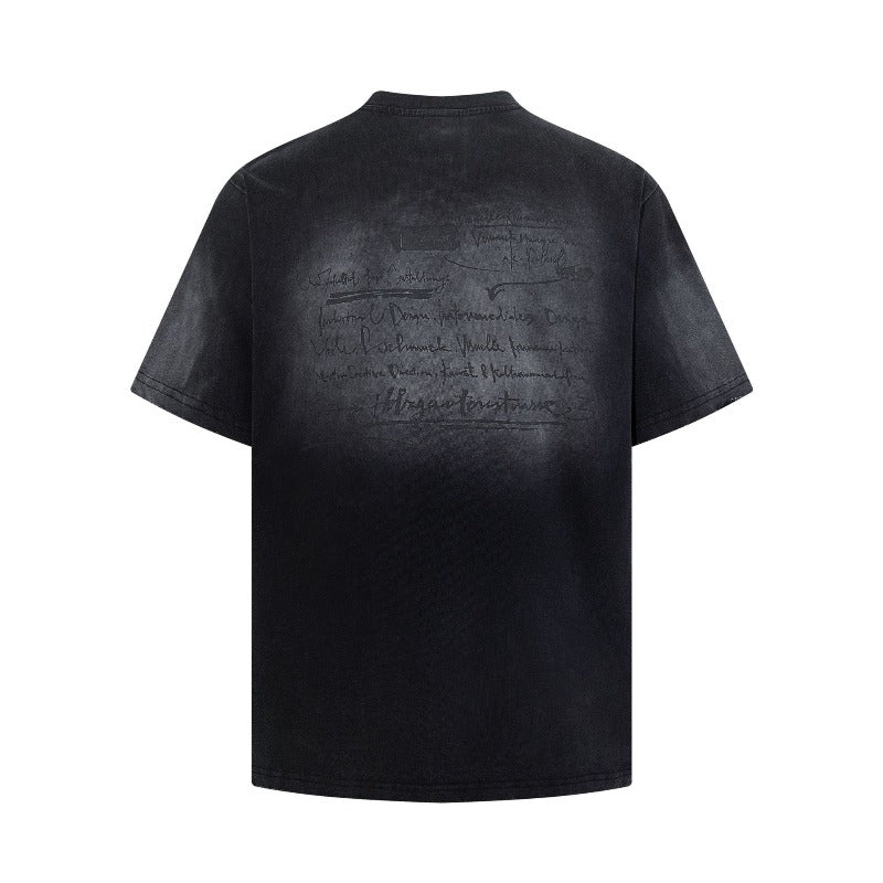 Men's t-shirts - american retro unisex washed & distressed print design crew neck high street slim fit short sleeve tee