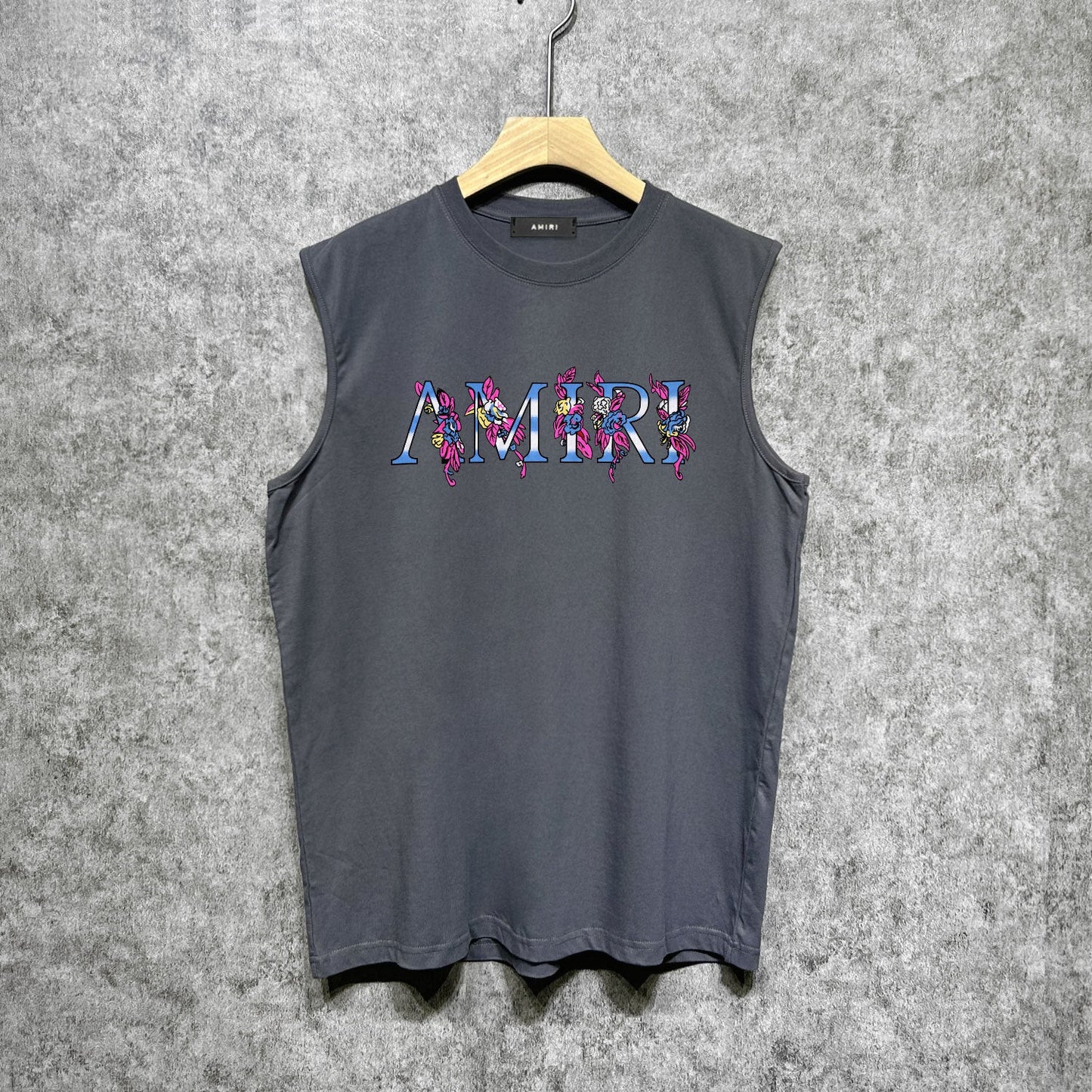 Amiri tank top pink flower letterprinting