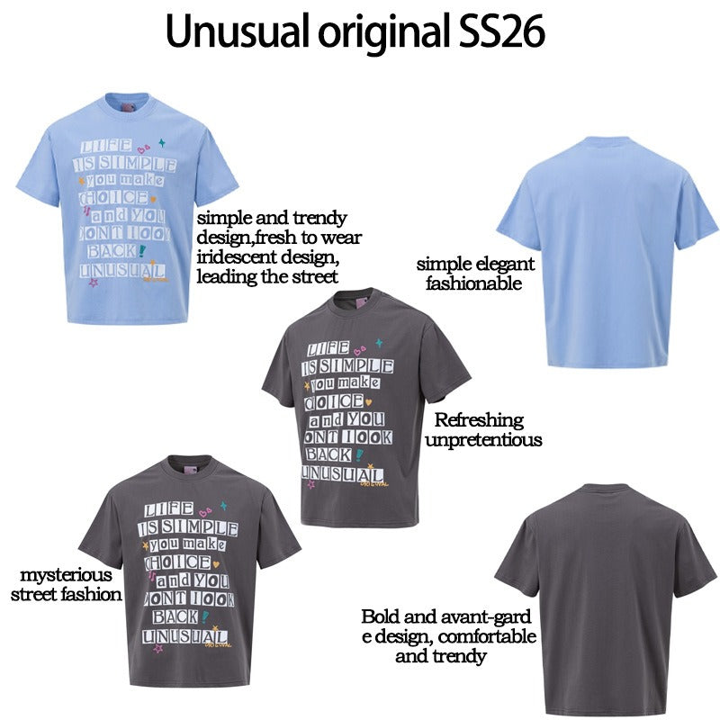 Men's t-shirts - american high street retro streetwear couple's style letter graphic design men's crew neck loose fit short sleeve t-shirt