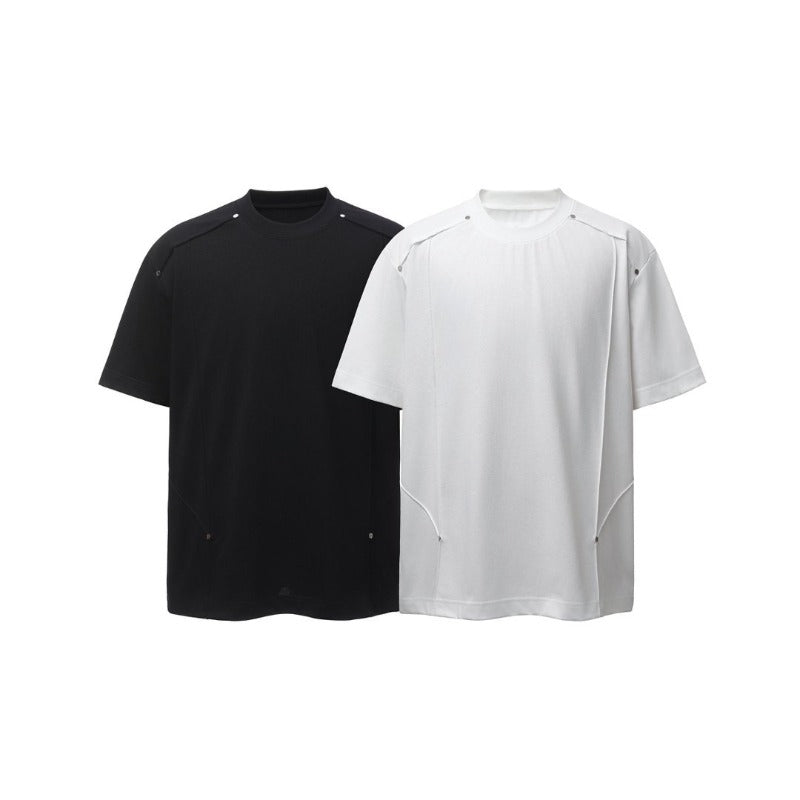 Men's t-shirts: american retro heavyweight double yarn embroidered logo deconstructed design high street oversized short sleeve tee