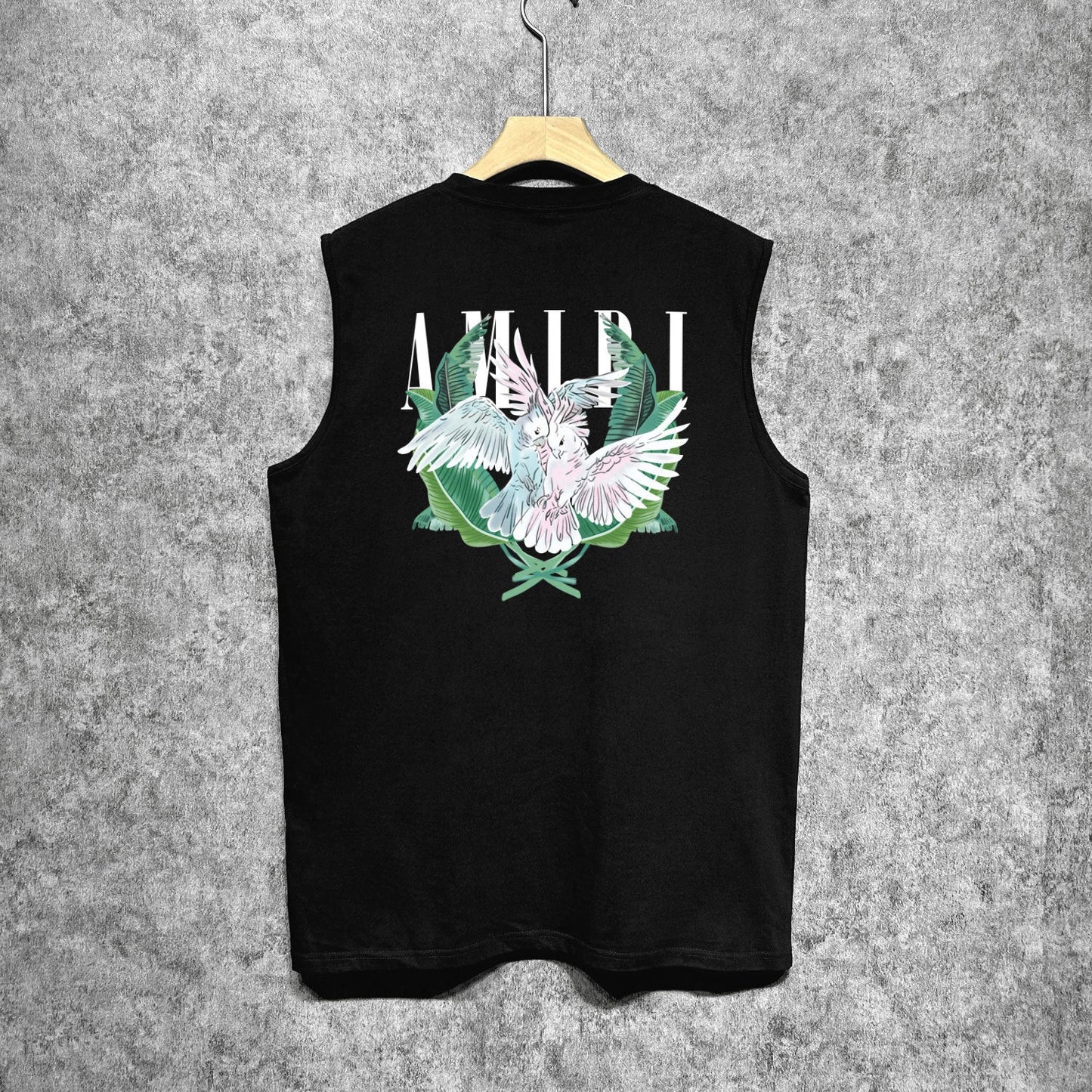 Amiri tank top pink parrot printing