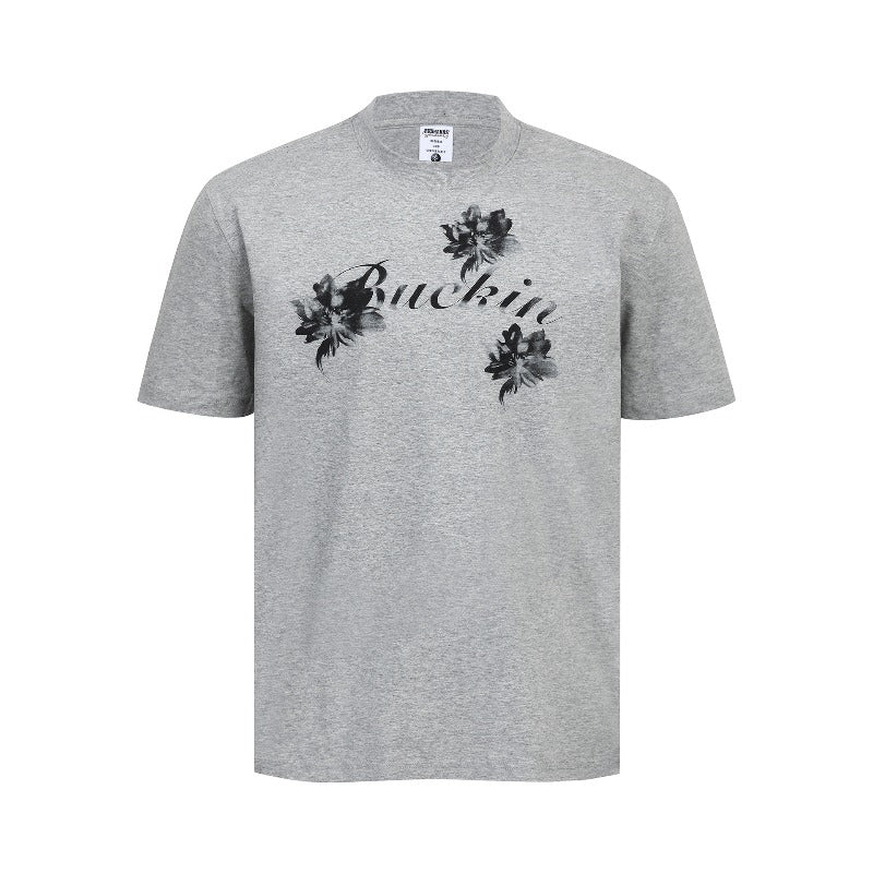 Men's t-shirts: american high street retro streetwear couple's style d floral design men's crew neck slim fit short sleeve t-shirt