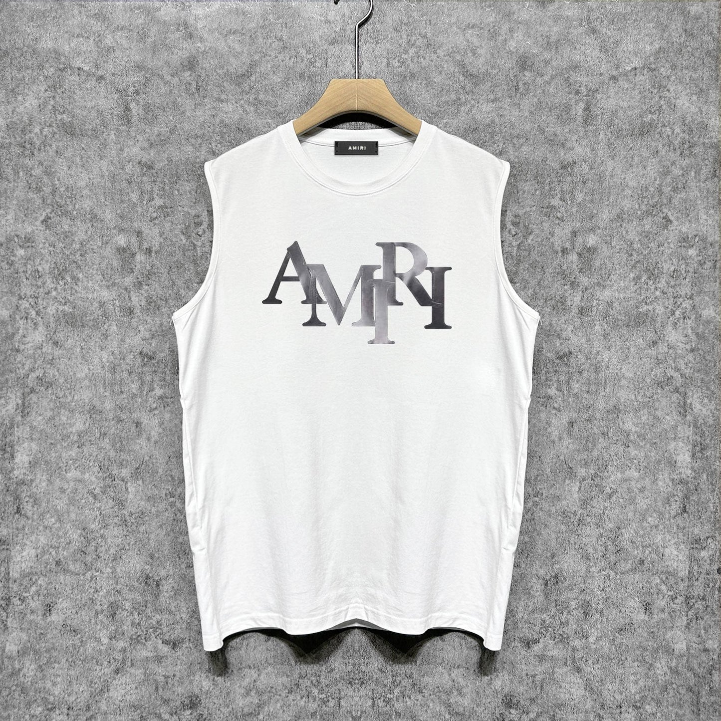 Amiri tank top gray gradient letterprinting