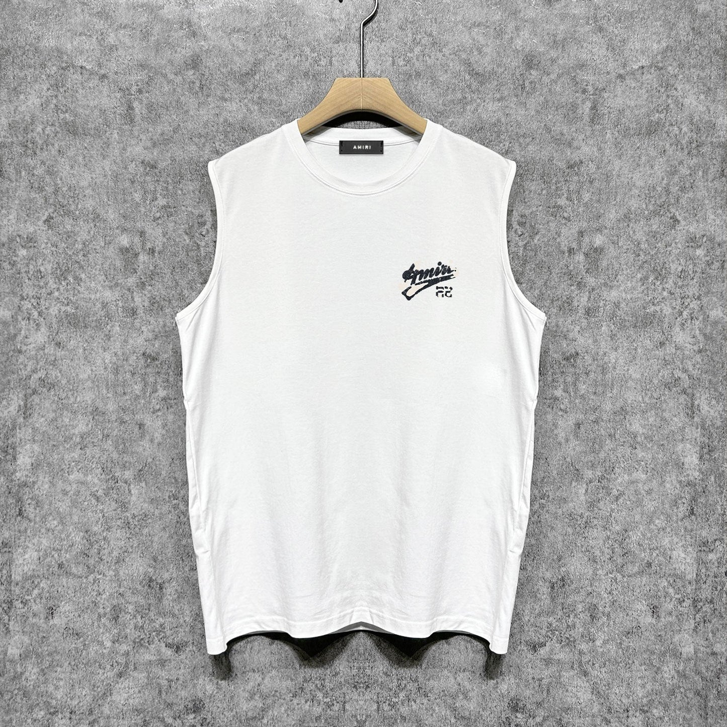 Amiri tank top with cracked letter and number print