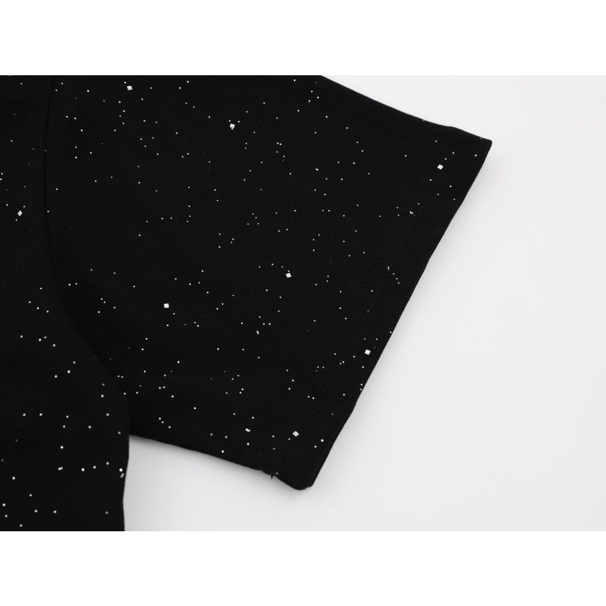 Men t shirts summer glitter deconstructed embroiderloose round neck short sleeves