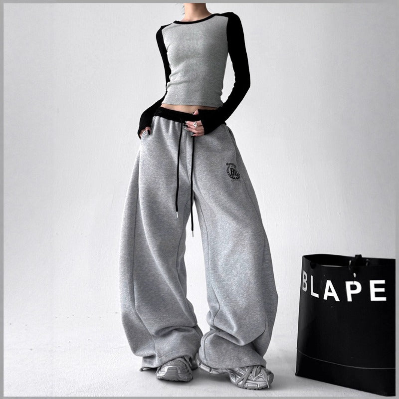 Women casual pants women autumn sports sweatpants loose double waist