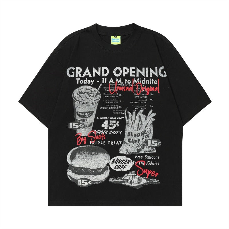 Men t shirts t man kun springfashion trendy nostalgic realistic food pattern loose round neck short-sleeved t-shirt
