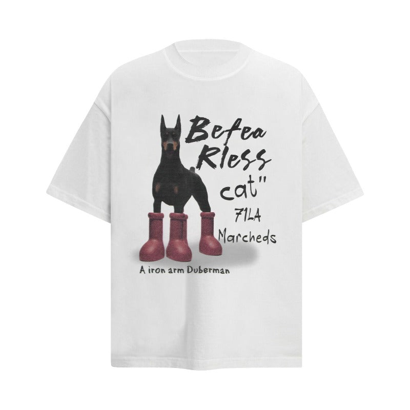 Men's t-shirts: american streetwear retro doberman design, men's oversized premium unisex short sleeve tee