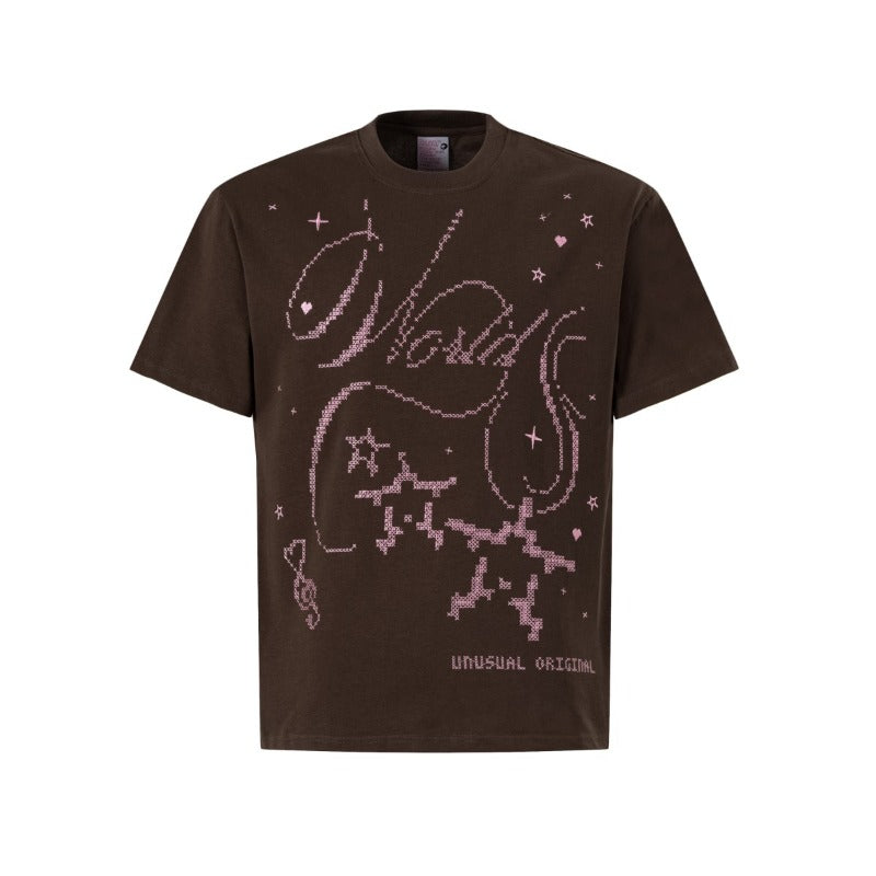 Men's t-shirts: american streetwear summer street style design, fun embroidery, premium fit, short sleeve t-shirt