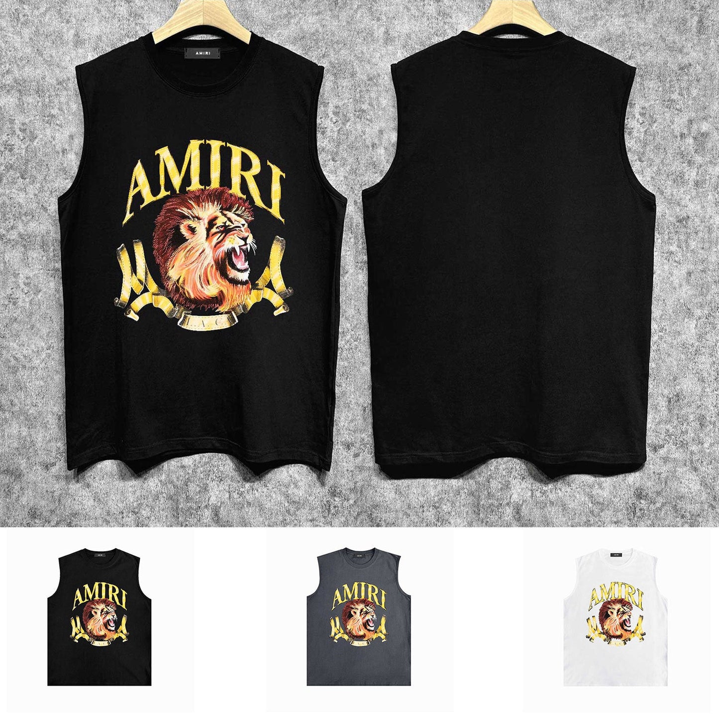 Amiri tank top gold lion print