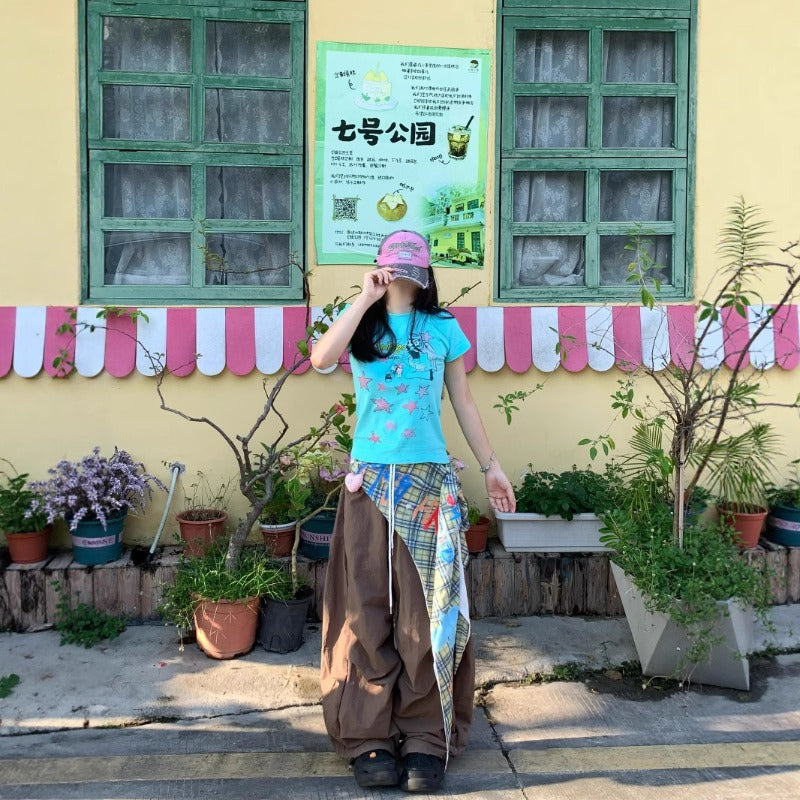 Women casual pants retro summer loosehigh waist