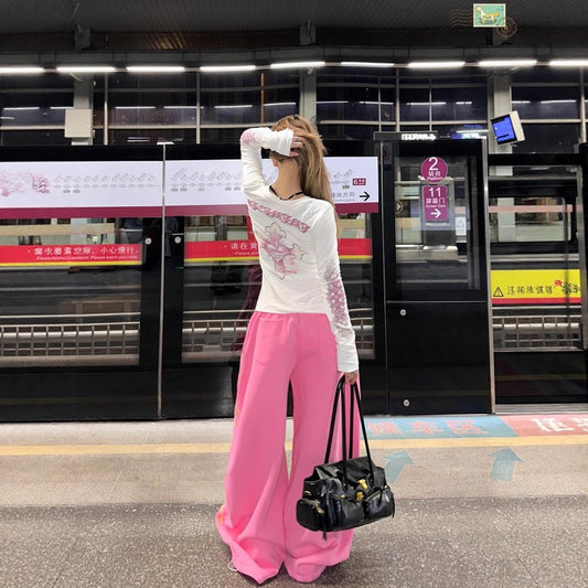 Women casual pants women elastic waist Y2K versatile