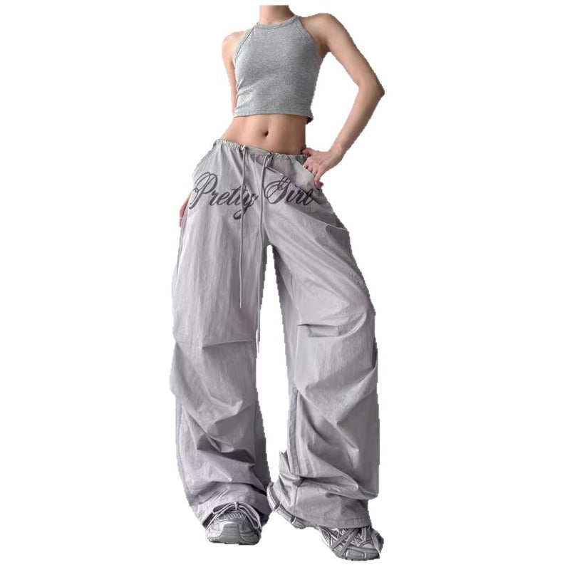 Women casual pants overalls summer retro loose wide-leg pants