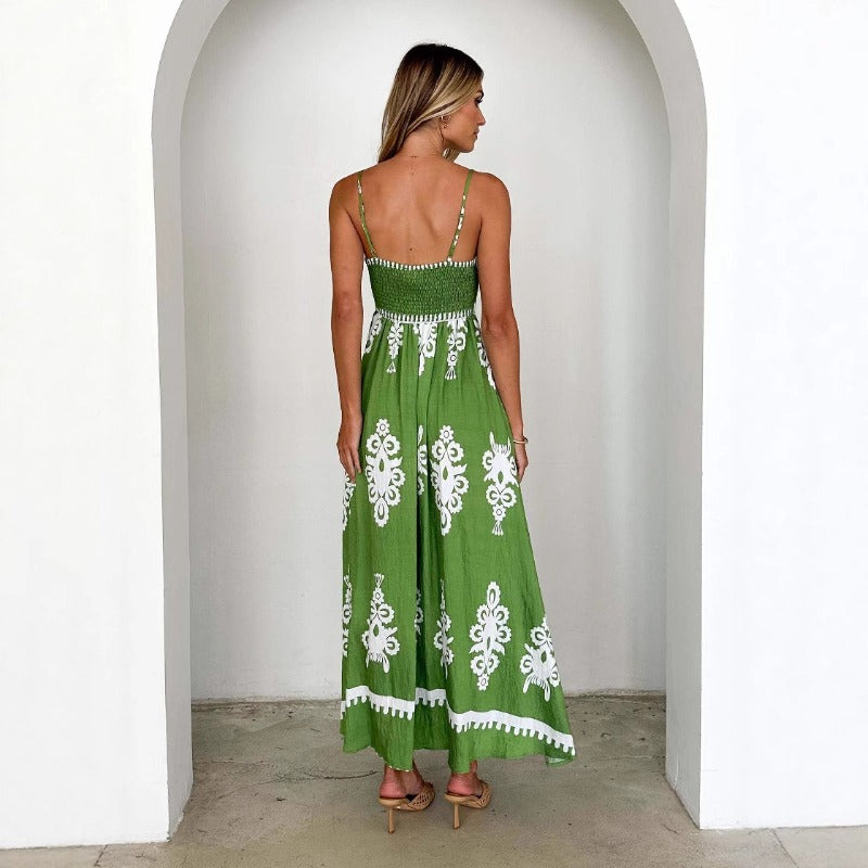 Women's dress - european & american style, cross-border amazon & aliexpress, summer ethnic-inspired, slim-fit, backless cami dress