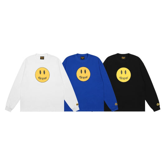 Drew house hoodie - early autumn collection: d@ew classic smiley face & letter print crewneck pullover long sleeve - wholesale single piece