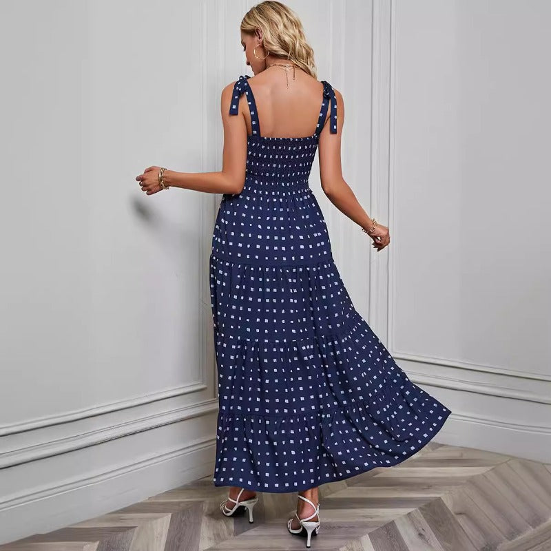 Women's dress - self-produced photos - amazon & wish cross-border - spring sexy backless printed vacation style cami dress