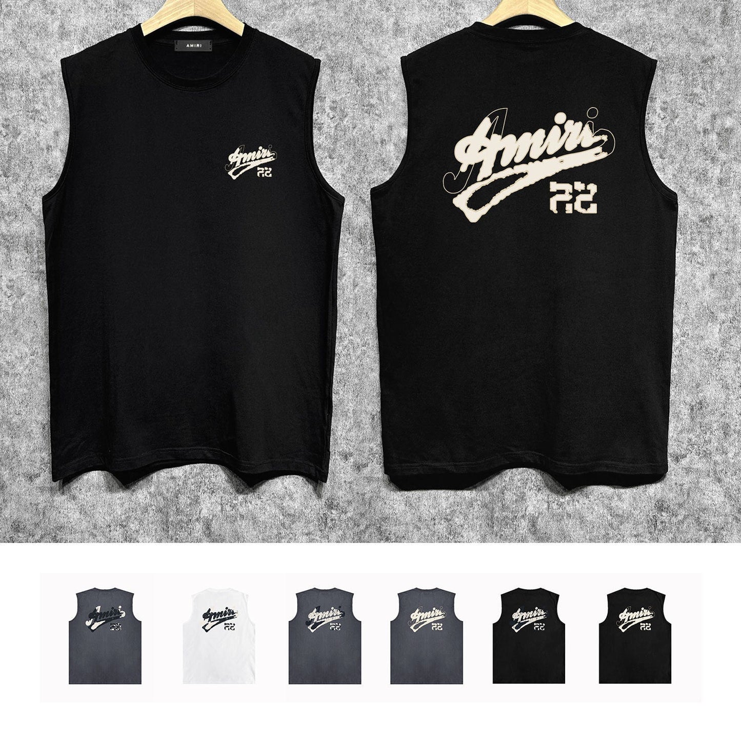 Amiri tank top with cracked letter and number print