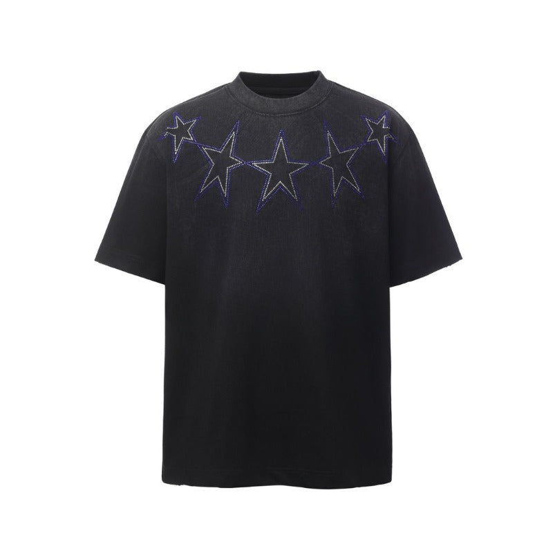 Men's t-shirts: american retro heavyweight double yarn hotfix graphic design crew neck high street oversized short sleeve tee