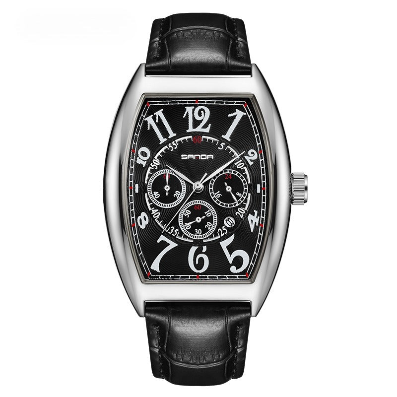 Men's watches barrel shape water proof