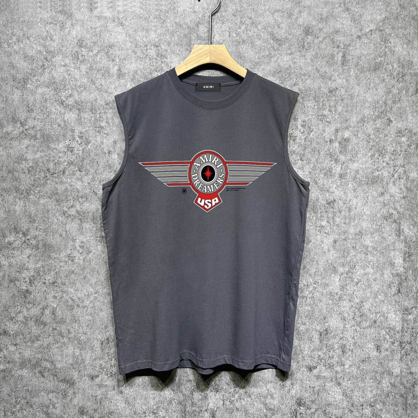 Amiri tank top flying eagle wings patch printing