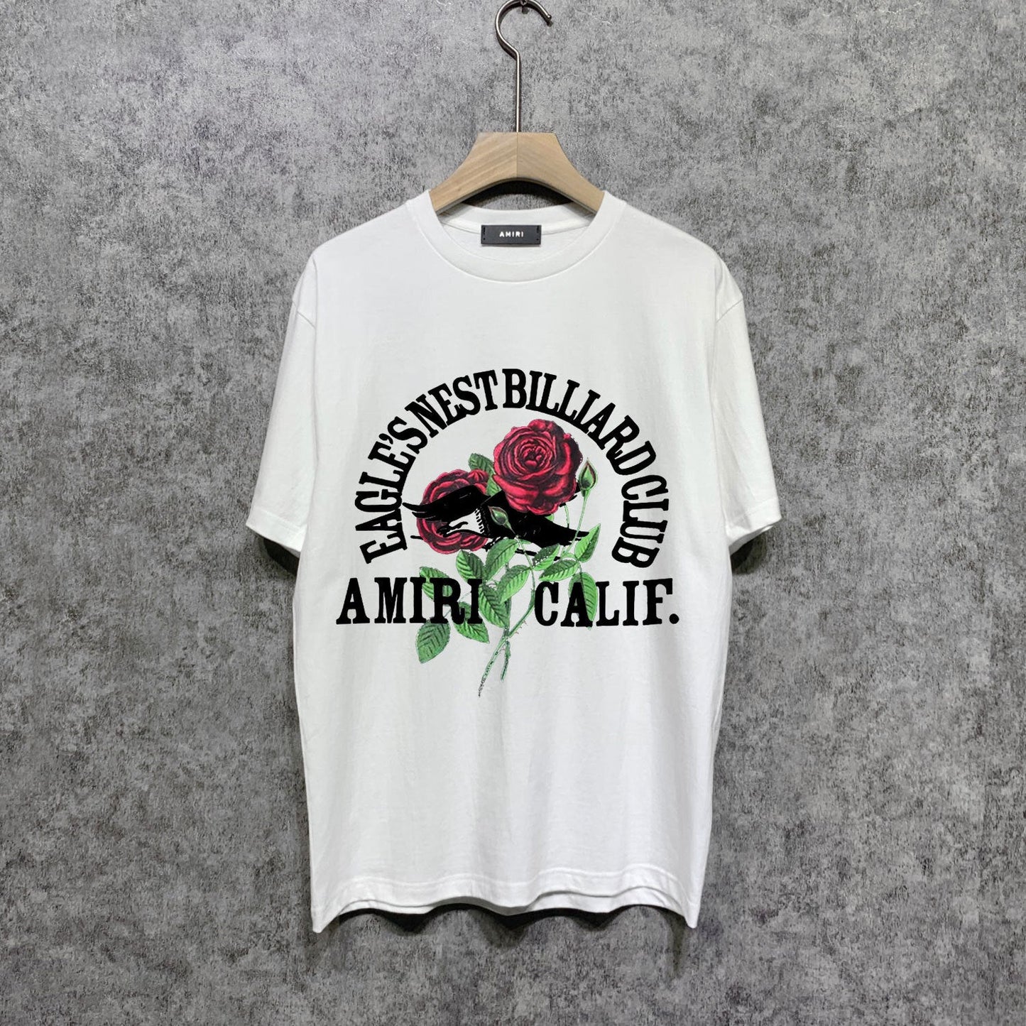 Amiri t shirts rose printing short sleeve