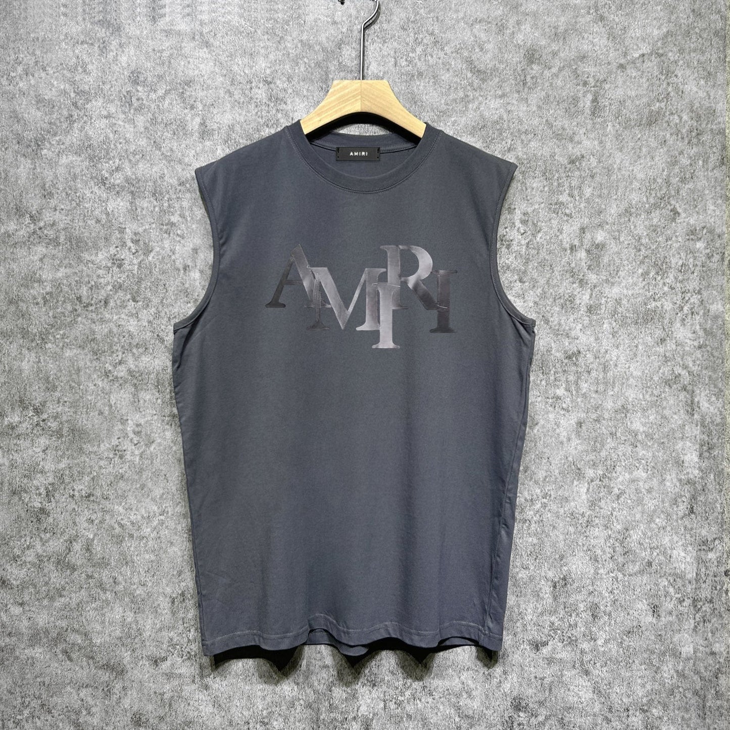 Amiri tank top gray gradient letterprinting