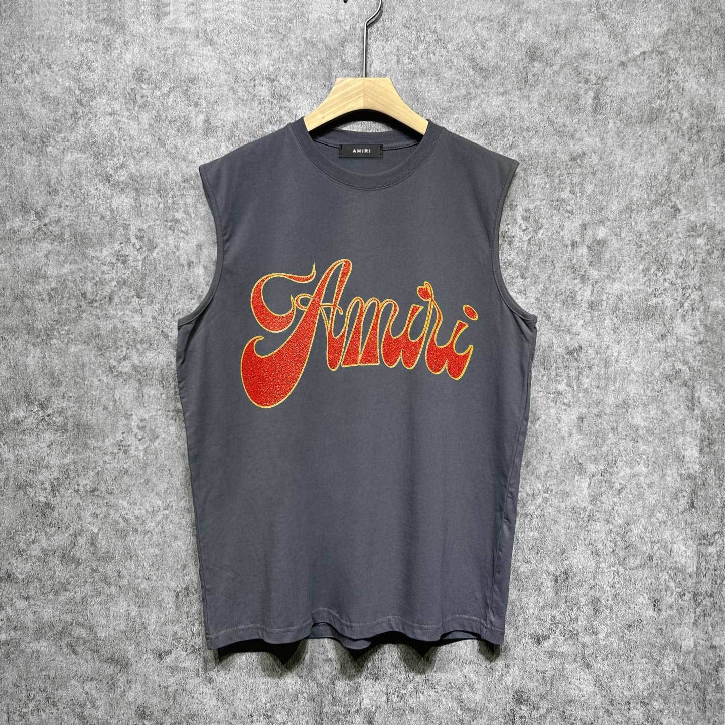 Amiri tank top flame gold letterprinting
