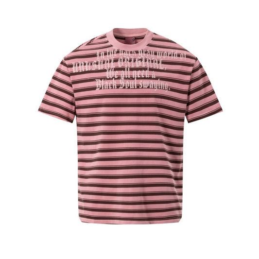 Men's t-shirts - american high street retro streetwear couple style striped letter design men's crew neck slightly loose short sleeve t-shirt
