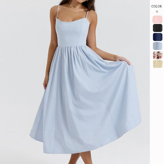 Women's dress - export quality, amazon style, long summer dress, cross-border sexy backless cami, gentle style dress for women