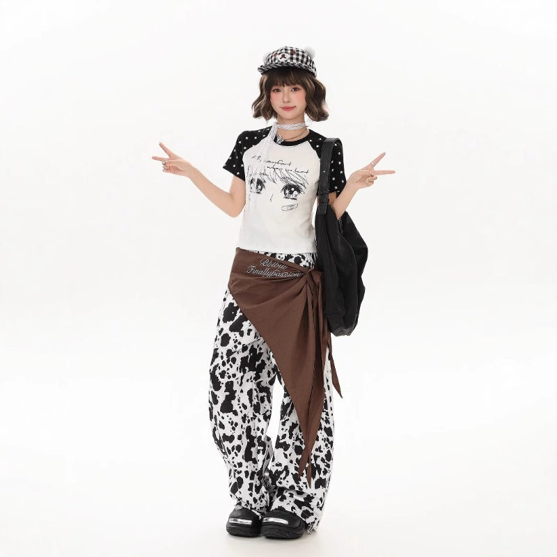 Women casual pants cow printingloose