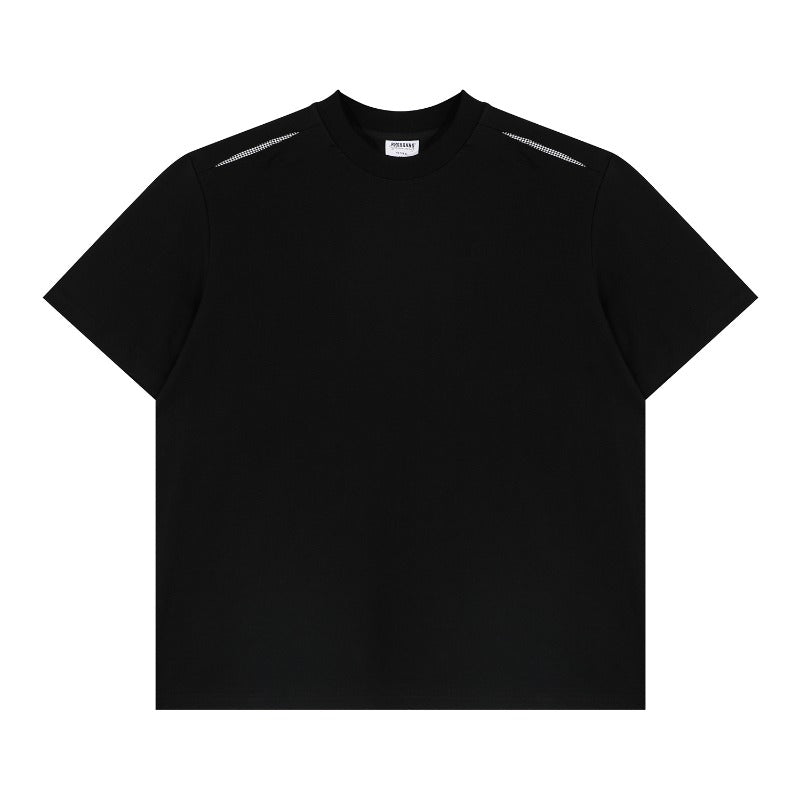 Men's t-shirts: american retro couple streetwear solid color deconstructed design minimalist versatile men's loose fit crew neck short sleeve t-shirt