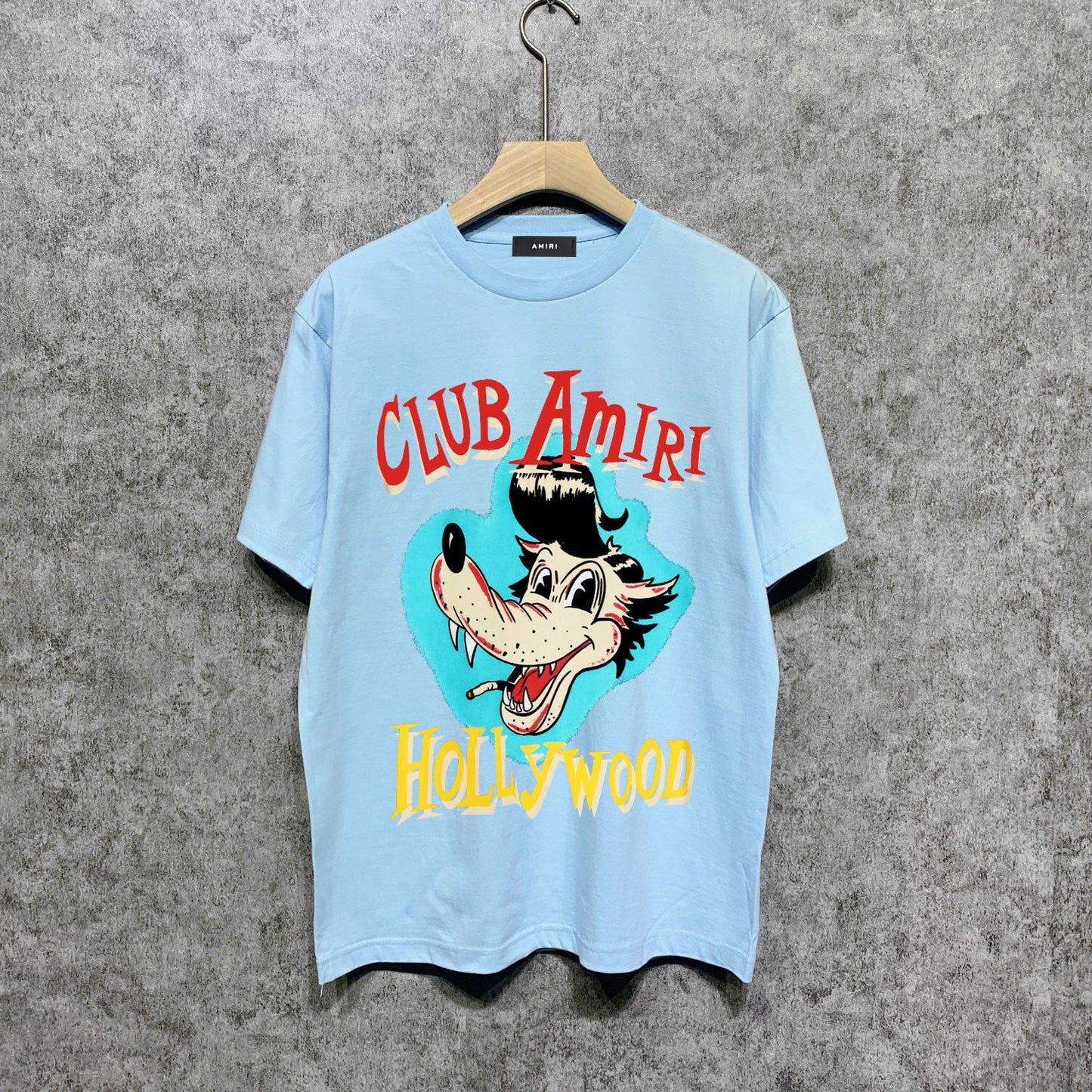 Amiri t shirts smoke gray wolf printing short sleeve