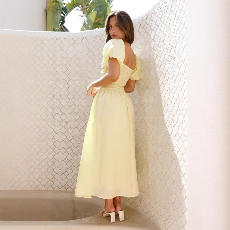Women's dress: spring/summer sexy slim-fit cutout maxi dress - high-end, figure-hugging, backless, vacation style