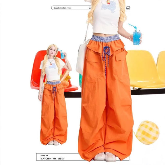 Womens casual pants womens loose dopamine paratrooper cargo pants