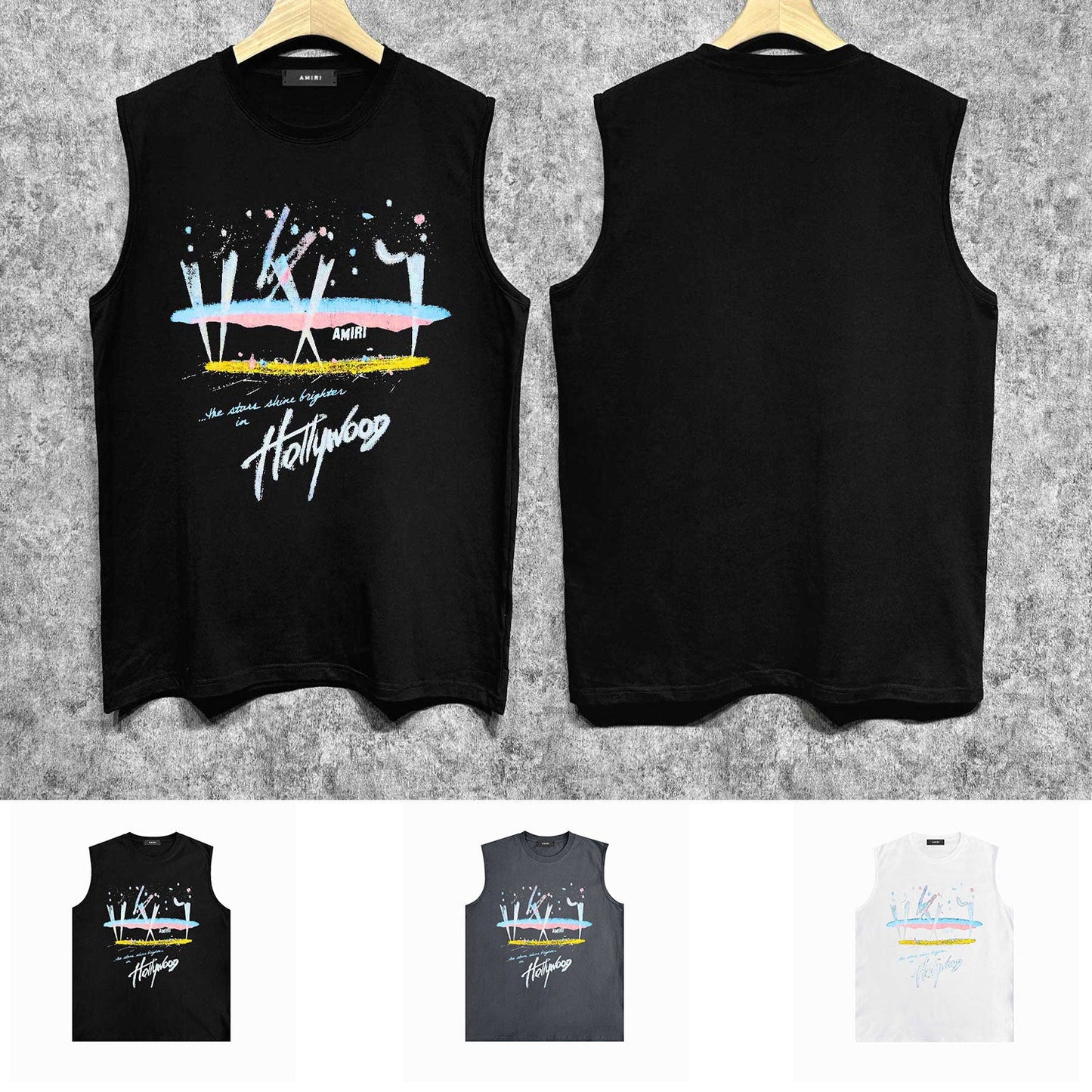 Amiri tank top hollywood rainbow printing
