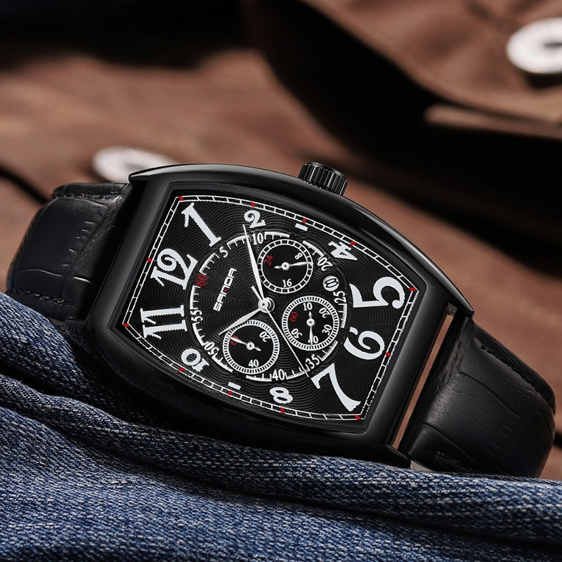 Men's watches barrel shape water proof