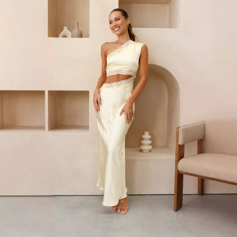 Women's dress: new cross-border sexy skirt, vacation style maxi dress, solid color printed bandeau strap dress, summer women's sexy apparel