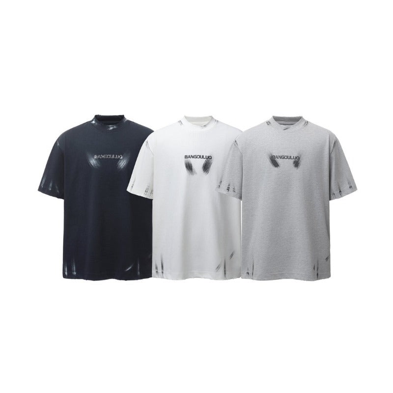 Men's t-shirts: american retro heavyweight double yarn brushed tee with letter embroidery design - men's high street oversized short sleeve t-shirt