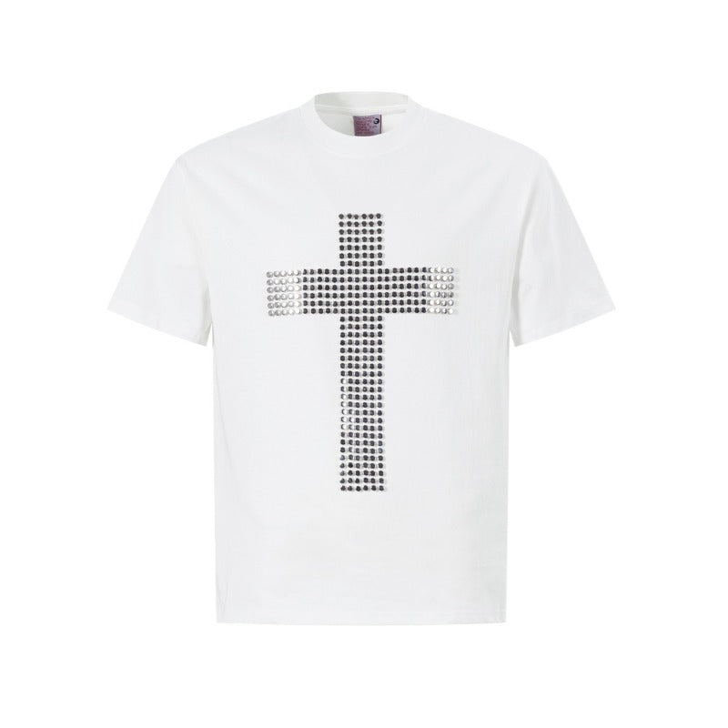 Men's t-shirts - american streetwear summer street style patch cross design - premium slim fit short sleeve t-shirt