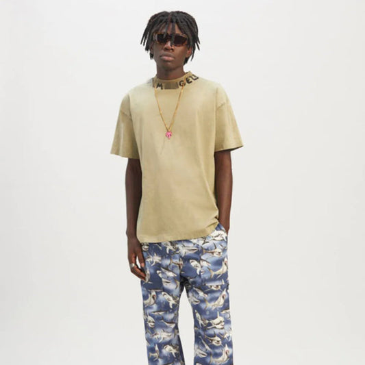 Palm Angels T Shirts Collar Letter Print Short Sleeve T-Shirt