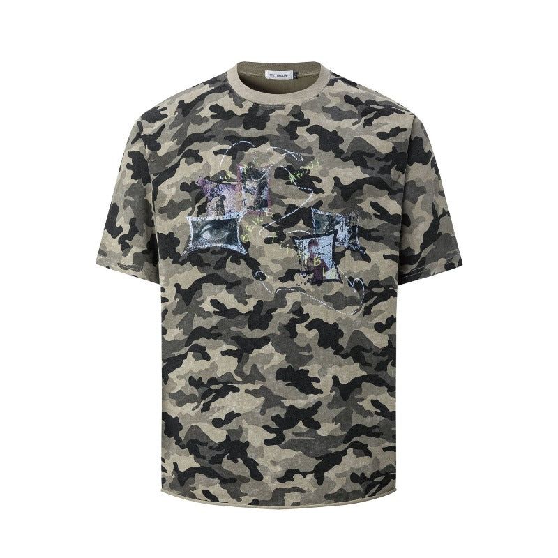 Men's t-shirts: american street style, unisex, premium summer camo print, designer fit, short sleeve tee