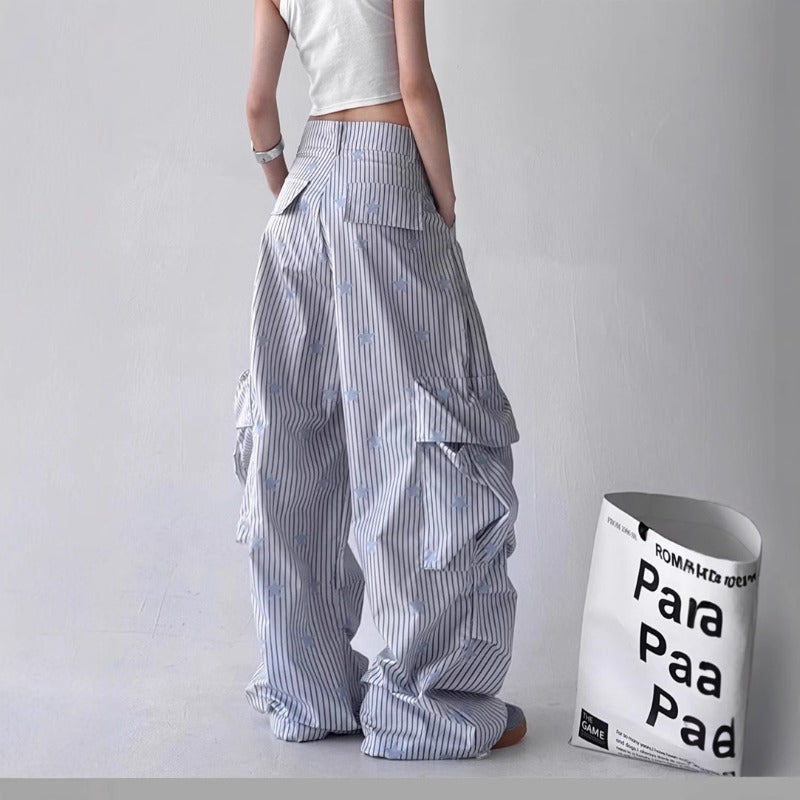 Women casual pants star striped sports casual pants women loose