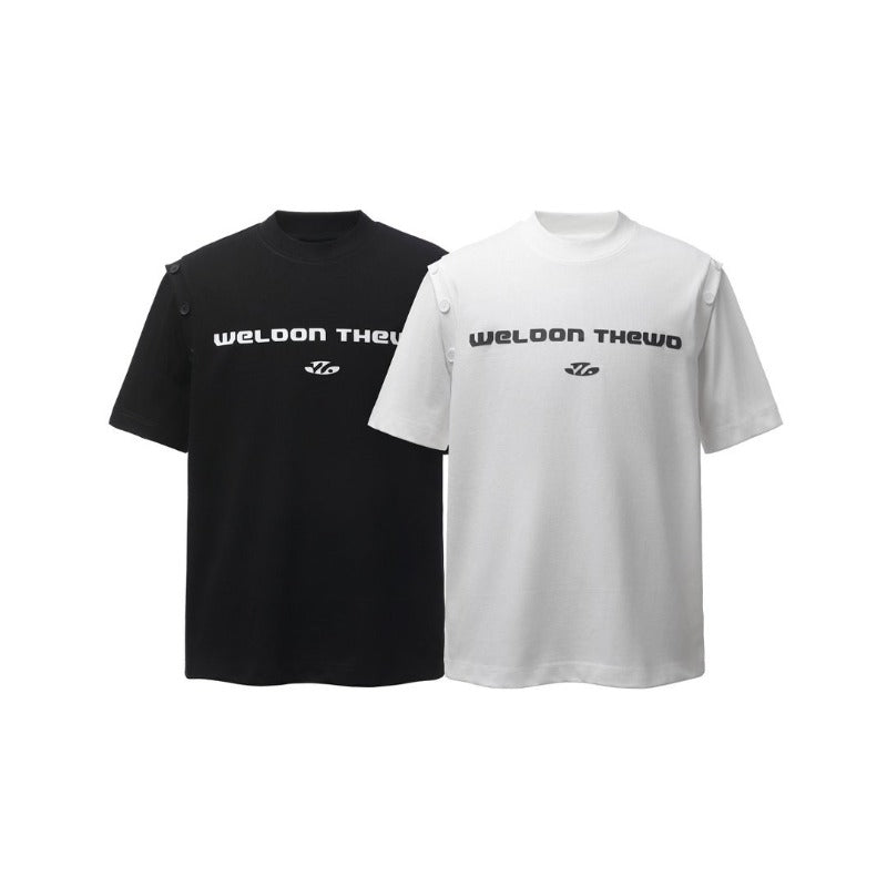 Men's t-shirts: american retro heavyweight double yarn printed graphic deconstructed design high street oversized short sleeve tee