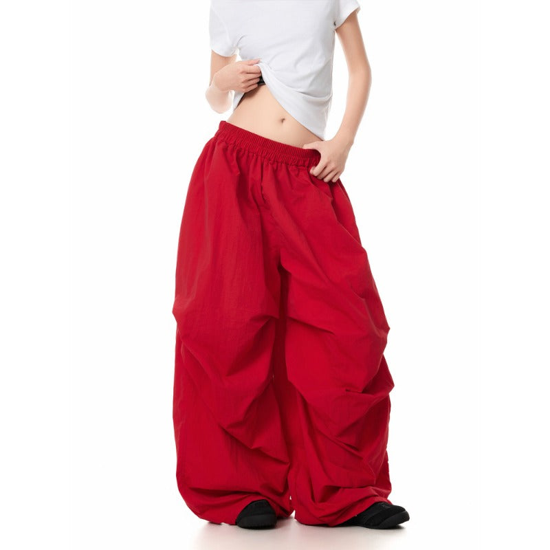 Womens casual pants womens summer loose vintage pleated straight